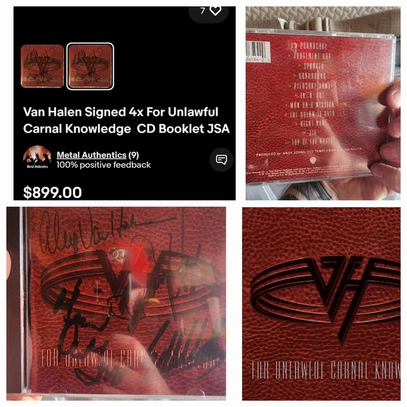 Van Halen CD Autographed By All 4 Original Members